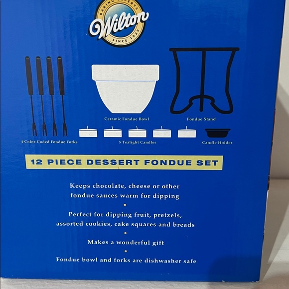 Wilton Fondue Set with White Pot and Black Stand - Picture 3 of 4